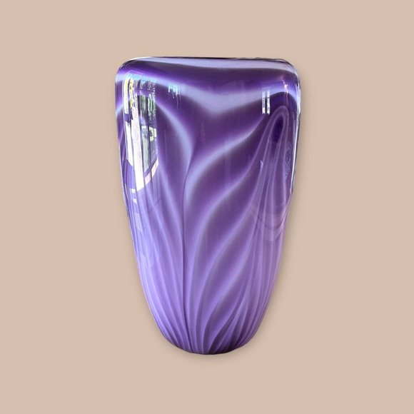 Dehanna Jones Seattle Art Glass Artist Purple Vase - Mid Century Linear Design - Picture 14 of 14